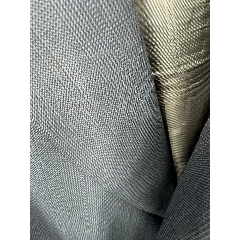 Vintage Christian Dior Suit Jacket Mens 46R Blue Wool Check Double Breasted